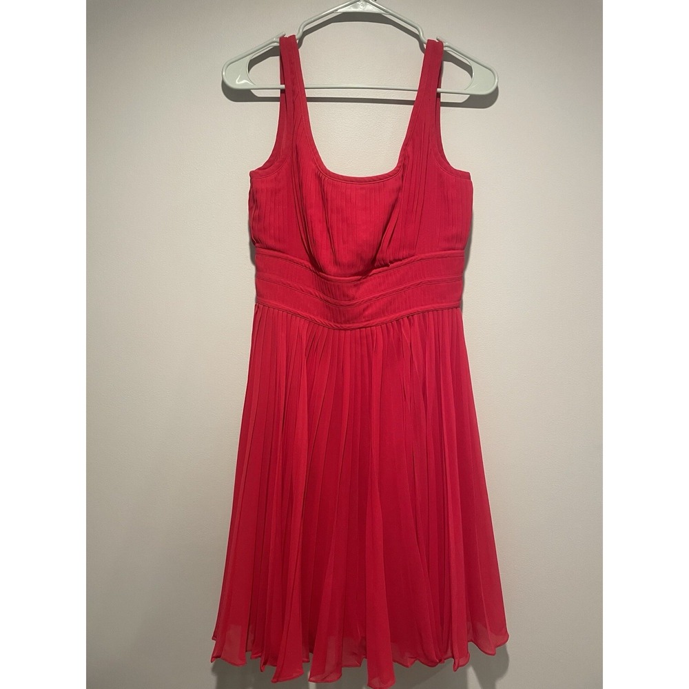 Adrianna Papell Pleated Sleeveless Chiffon Dress Women's Size 4 Red NICE